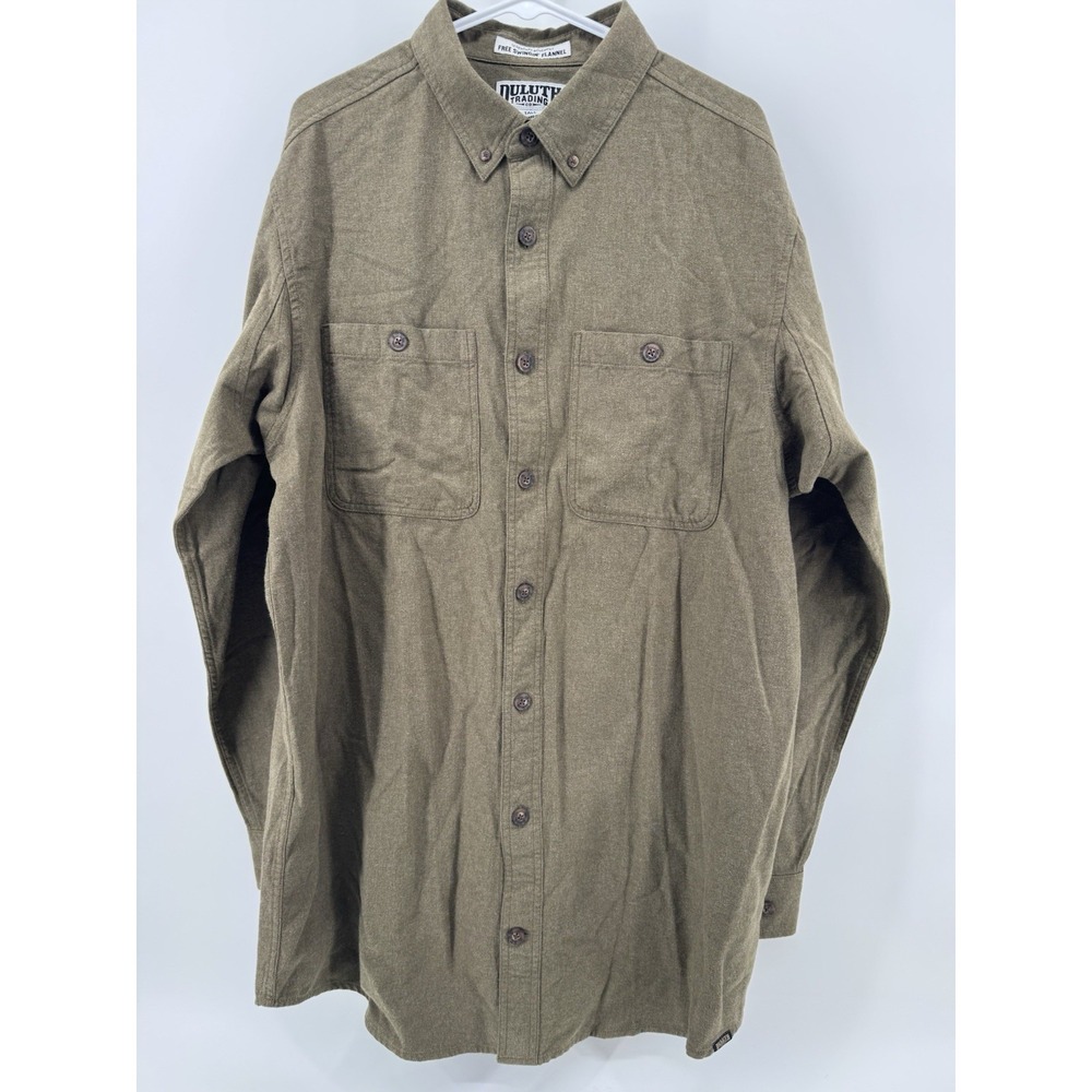 Duluth Trading Mens Free Swinging Flannel LARGE TALL LT Standard Fit Gray